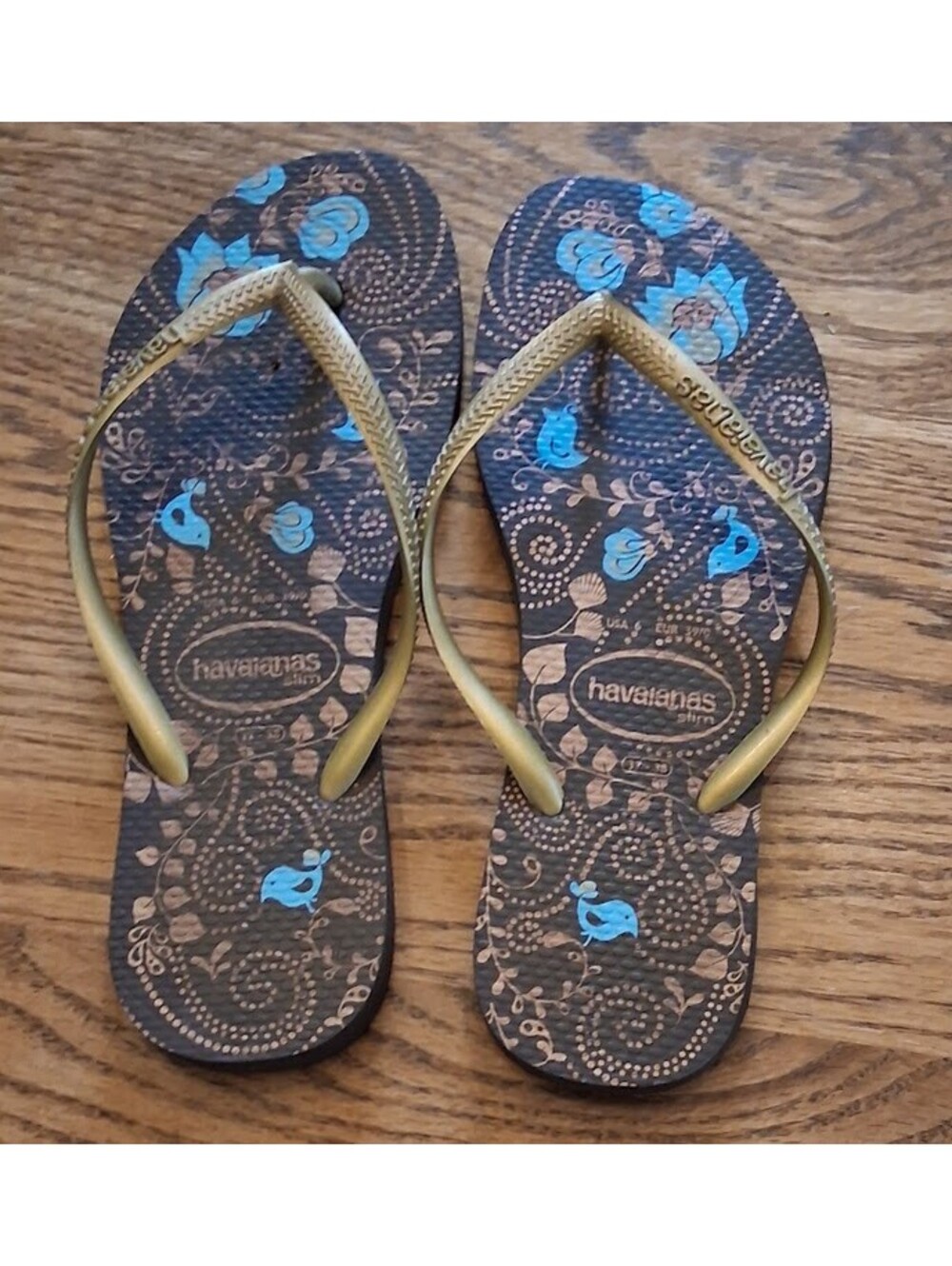 New Havaianas Slim Floral Patterned Flip Flops Size USA 6 / EUR 39
